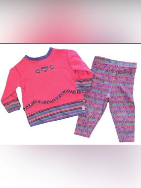 VTG 2nd Step Size 24 M 2 Piece Set Sweatshirt & Leggings Pink Purple Ruffle